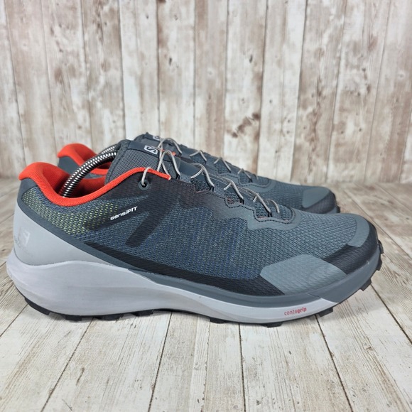 Salomon Sense Ride 3 Trail Running Shoes Men's Gray Orange Athletic Sneakers - Picture 1 of 8